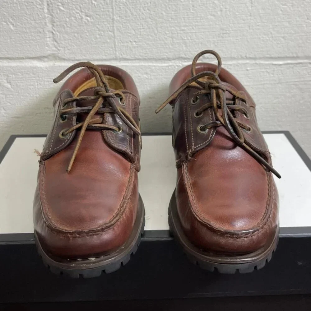 Timberland Classic Lug Boat Shoe Gore Tex Brown Leather 3 Eye Men's Size 8 US